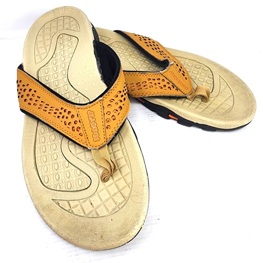 Beach Flip Flops Orange Black Comfortable Casual Sandals Mens Sz 45 EU / 11.5 US